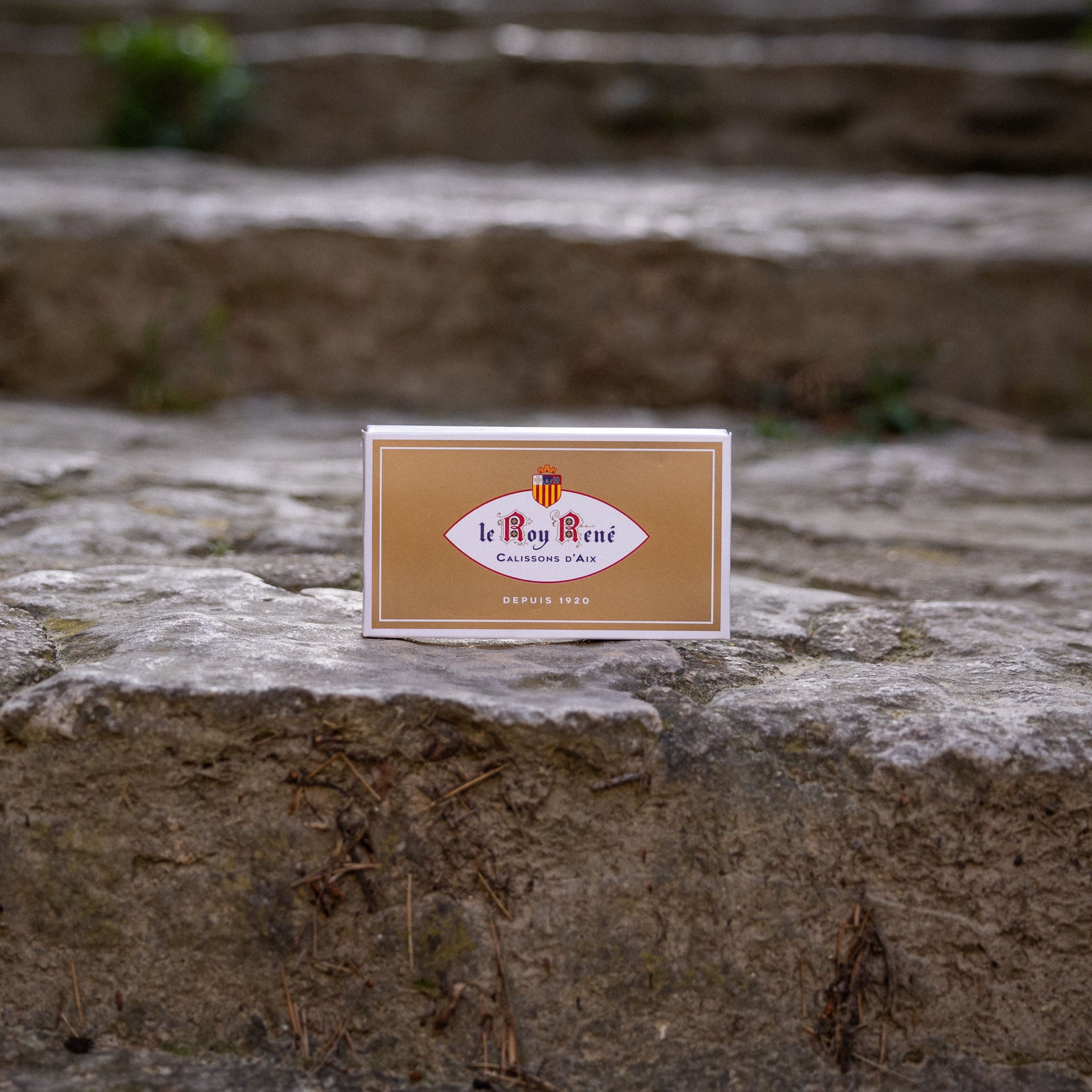 A plate of Calissons d'Aix, a traditional Provençal confectionery made from almonds, candied melon, and orange peel.