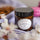 Joséphine almond scented candle with black lid and almond blossom, Provence