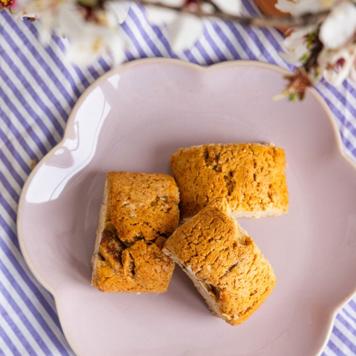 A stack of almond croquants, crunchy Provençal biscuits with a hint of vanilla, perfect for a sweet snack.
