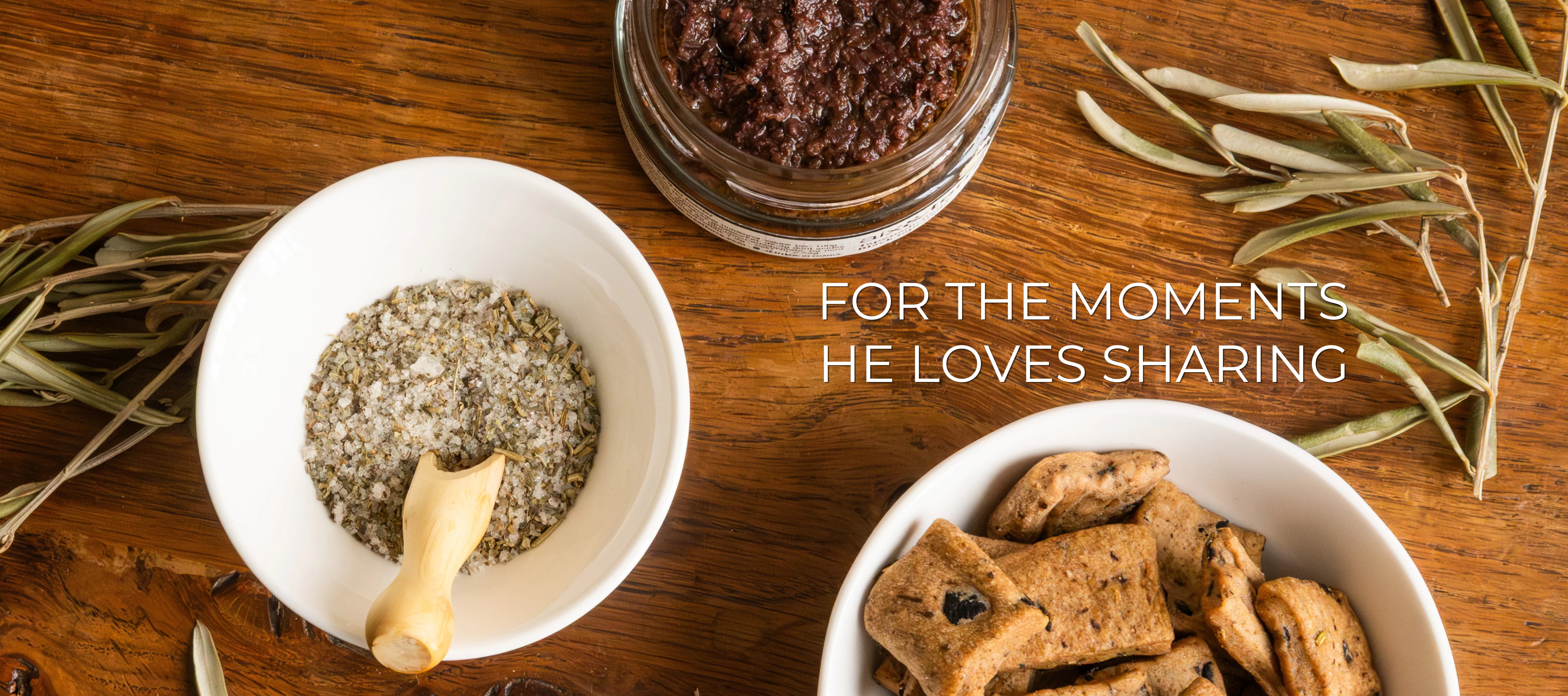 Provençal Apéro Father's Day gift box hero banner with tapenade, Fleur de Sel and olive biscuits, for the moments he loves sharing
