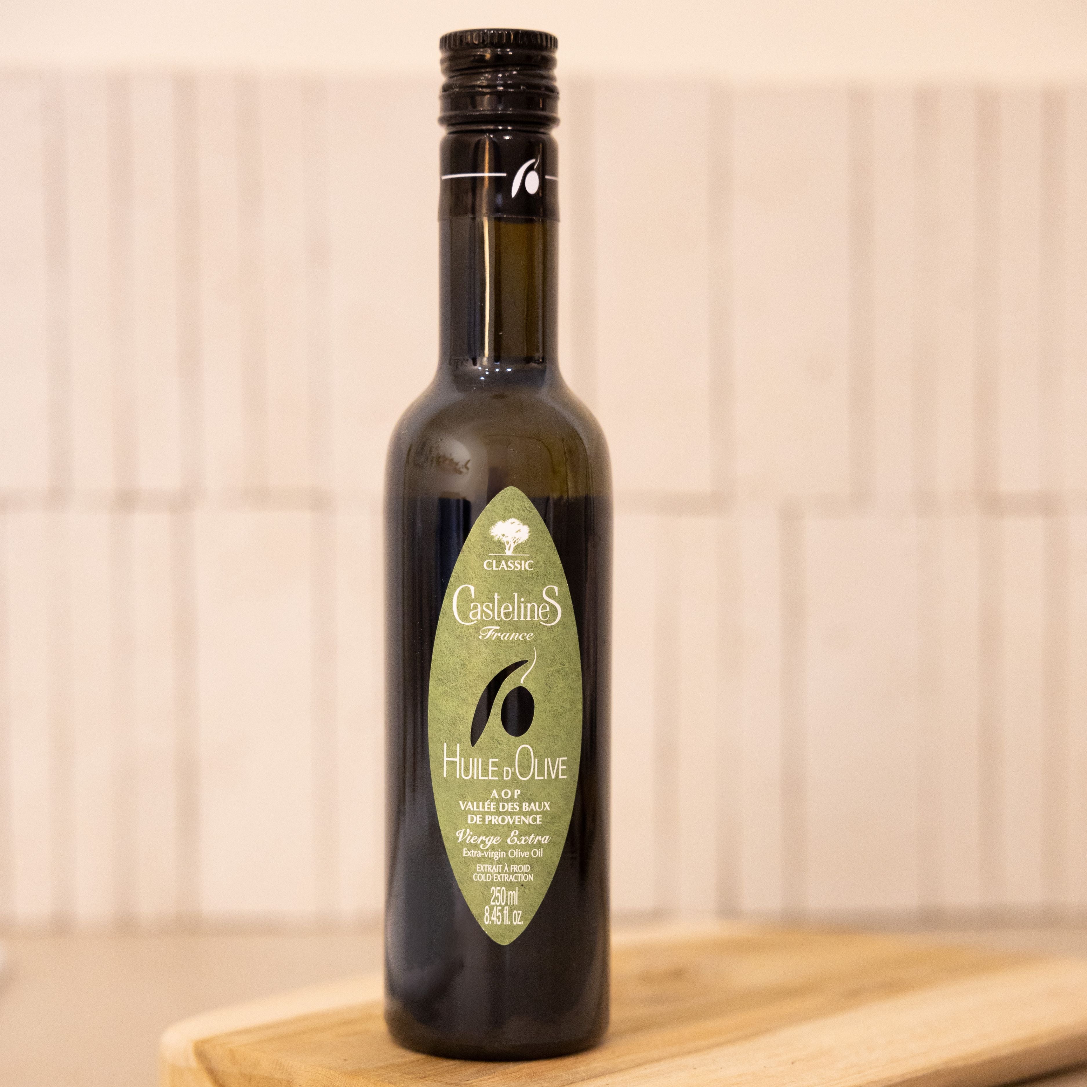 A bottle of Classic Extra Virgin Olive Oil from the Vallée des Baux de Provence, perfect for cooking or dipping
