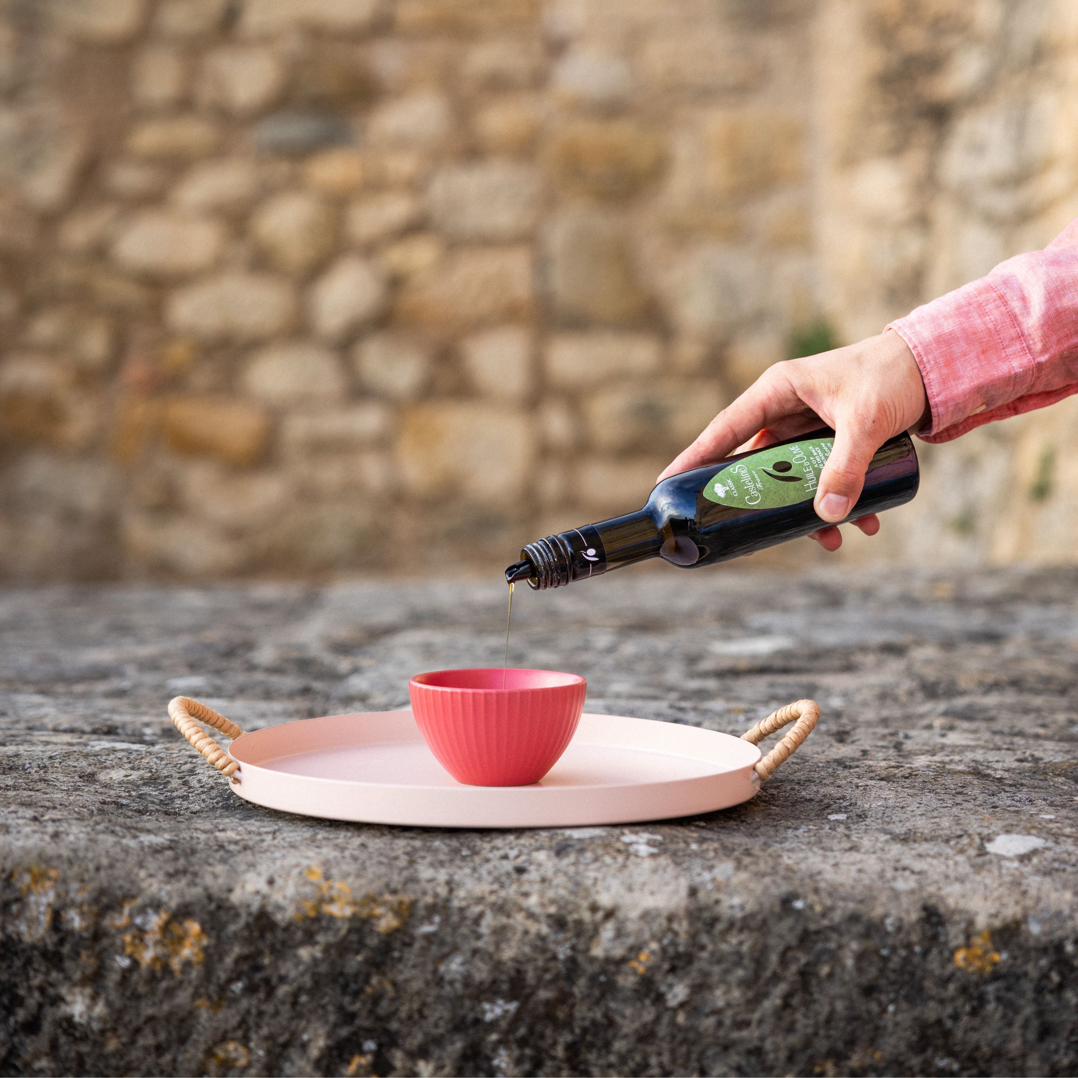 A bottle of Classic Extra Virgin Olive Oil from the Vallée des Baux de Provence, perfect for cooking or dipping