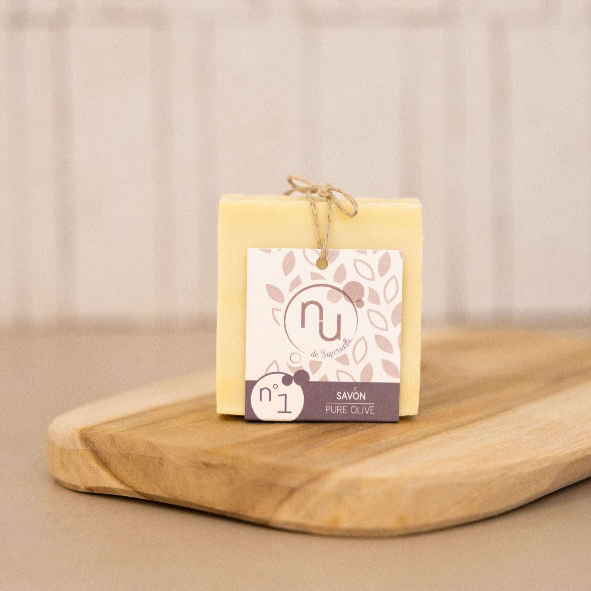 A bar of pure olive oil soap from Provence, made with just four simple ingredients for gentle, everyday use on all skin types
