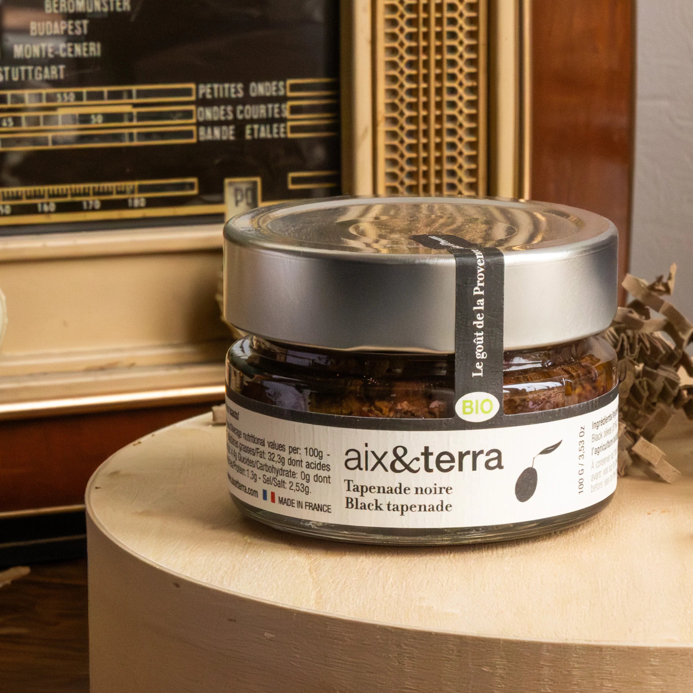 Aix&Terra organic black tapenade jar 100g, Le goût de la Provence, made in France